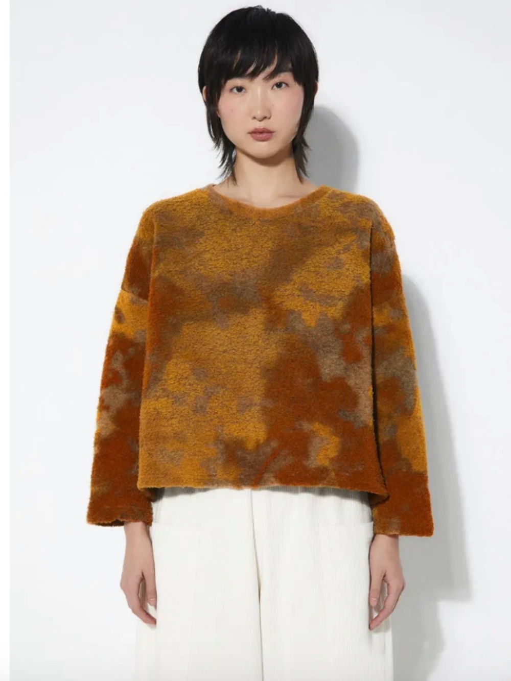 RITA ROW Dizz Autumnal-Hued Dropped Shoulder Abstrat Wool Blend Sweater Size XL